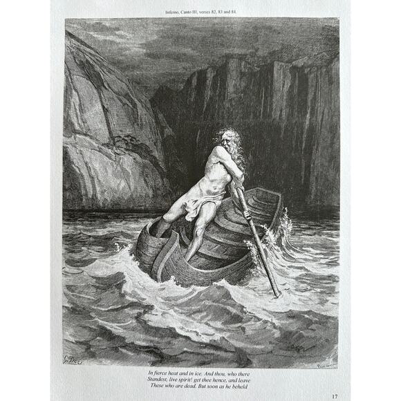Dore, Charon, Embarkation of Souls, Divine Comedy, Art Print, ~ 250803-WH 705 - Picture 2 of 4